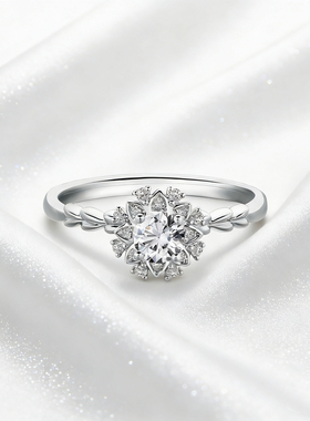 31【爱莎女王】莫桑钻戒指素臂雪花戒情人节礼物