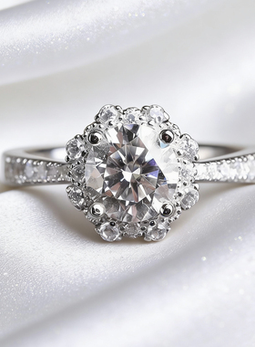 23【卡卡星辰】培育莫桑钻戒指闭口女款雪花包