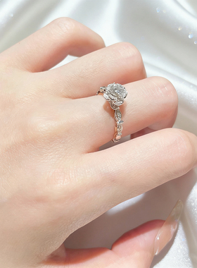 22【在逃公主】培育钻一克拉重工花朵银戒过钻笔