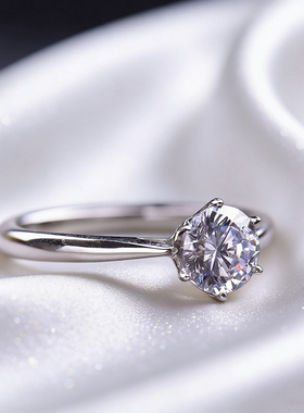 41【周家皇冠六爪】培育钻经典六爪莫桑戒指结婚戒