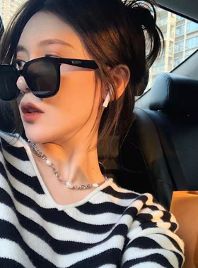 gm黑框茶色墨镜男款防紫外线