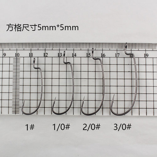 精品9001曲柄钩散装窄腹碳钢加长柄软饵T尾软虫鲈鱼钩海钓路亚钩 - 图0