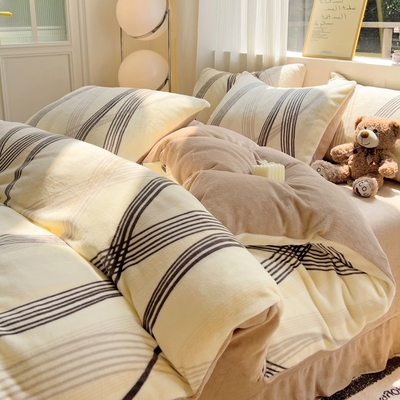 冬季新款牛奶绒高克重加厚双面四件套