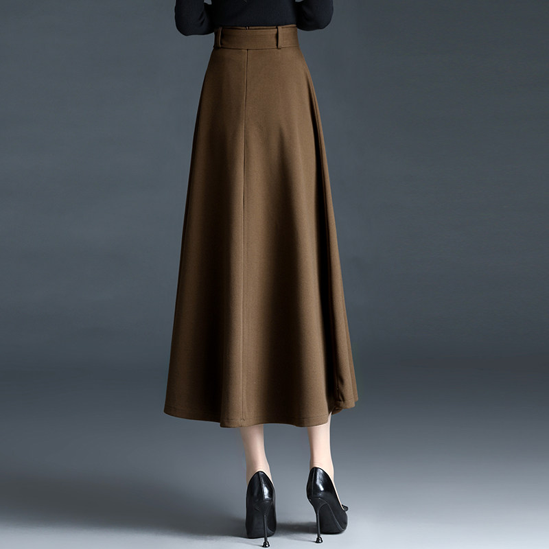 a字裙长裙女秋冬2021半身裙百褶裙 懿人薇子半身裙