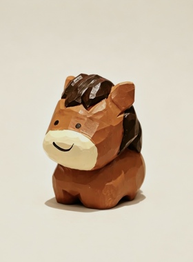 手工木雕摆件小棕马桌面治愈系创意礼物生日礼物生肖小马情绪稳定