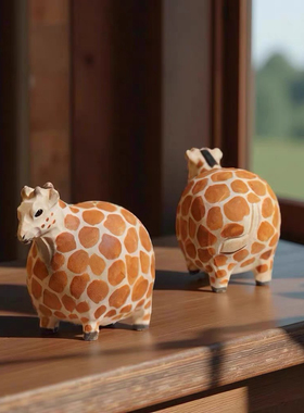 学习/工作搭子小肥鹿手工木雕小摆件卡通动物桌面摆放