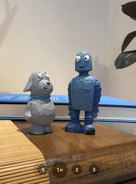 机器人之梦Q版小木雕摆件 车载创意桌面装饰品家居礼物送朋友