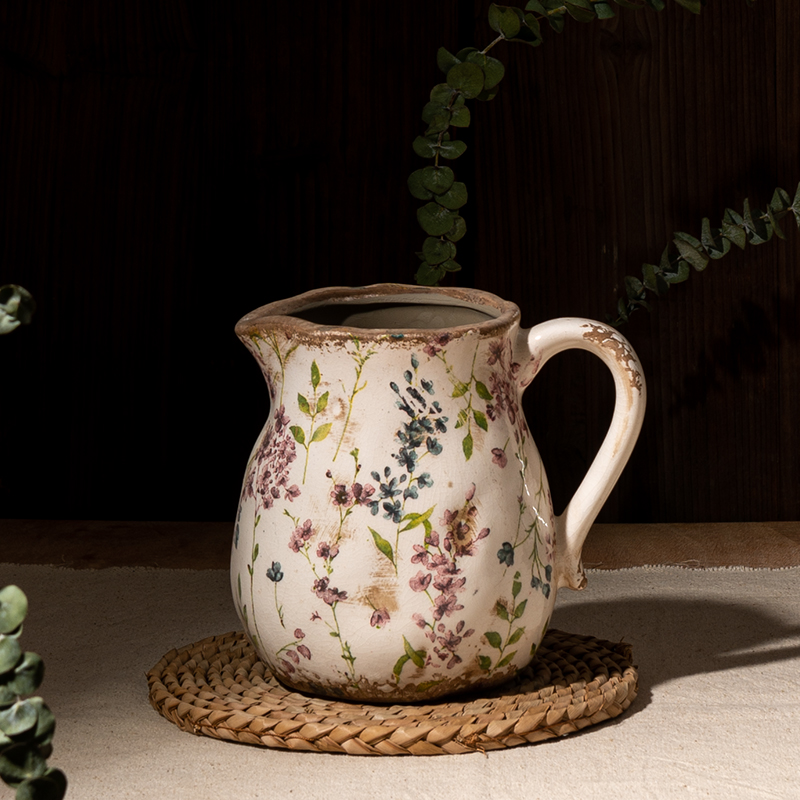 孤品陶瓷花瓶摆件客厅插花创意干花壶瓶艺术复古田园风格美式欧式 - 图2