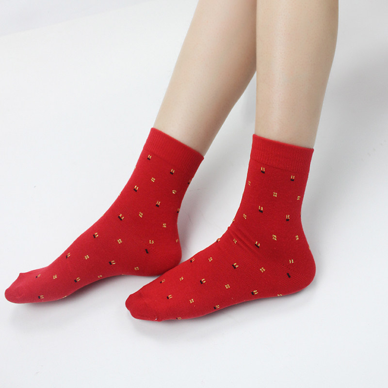md大红色喜庆休闲情侣款本命年棉袜 md短袜/打底袜/丝袜/美腿袜