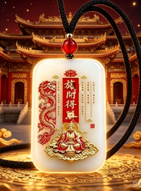 新中式国潮旗开得胜吊坠文昌帝君龙牌项链金榜题名考试送礼纪念品