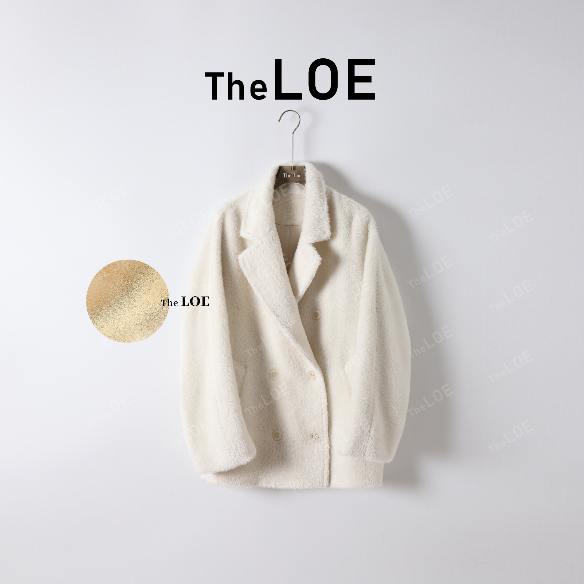 骆衣衣TheLOE/贝贝羊驼毛羊毛高级感西装领双排扣苏力大衣 - 图3