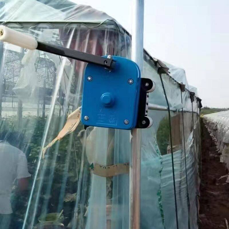 厂家直销温室大棚配件力卷王加厚手摇膜器卷膜器卷帘机侧卷拉链顶