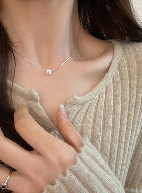 冷淡风淡水珍珠吊坠项链女韩国复古个性简约百搭气质颈链锁骨链