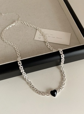 滴油爱心链条金属项链女小众设计复古个性简约百搭气质颈链锁骨链