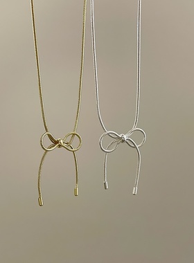 甜美蝴蝶结蛇骨项链女简约精致优雅时尚个性气质百搭颈链锁骨链