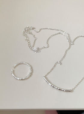 极简风竹节金属项链女设计感小众复古个性简约百搭气质颈链锁骨链