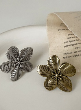 复古做旧金属花朵开口戒指女夸张独特个性时尚气质百搭指环戒子