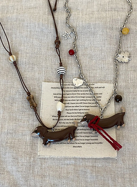 可爱围巾腊肠狗吊坠项链女小众个性时尚气质独特百搭颈链毛衣链