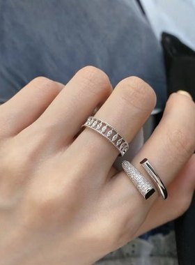 小众设计感微镶锆石金属缠绕戒指套装女韩国简约气质百搭指环戒子