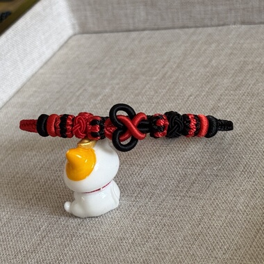 米奇结公主手绳全手工编织手绳可穿黄金转运珠手绳黑红配色系手绳