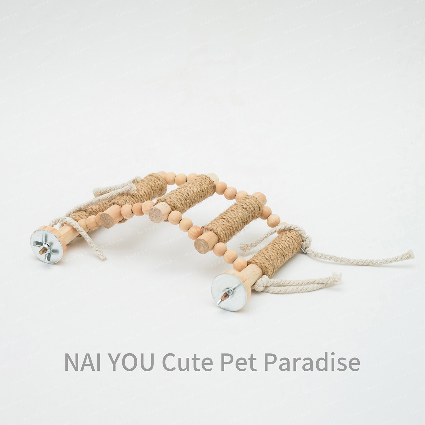 鹦鹉鸟爬梯实木麻绳马卡龙云梯原色木珠鸟笼楼梯造景楼梯桥鸟玩具,淘宝优惠券,粉丝福利购,淘宝优惠卷