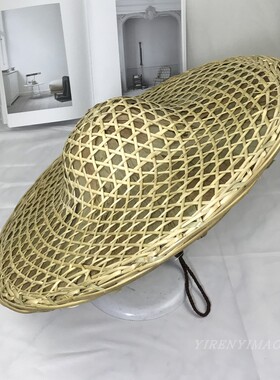 草帽复古大沿道具农民竹编斗笠