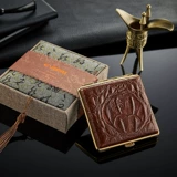 Мужской кожаный высококлассный портативный элитный портсигар из нержавеющей стали