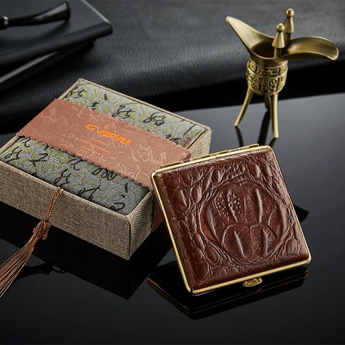 Мужской кожаный высококлассный портативный элитный портсигар из нержавеющей стали