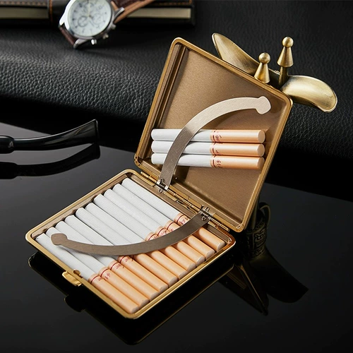 Мужской кожаный высококлассный портативный элитный портсигар из нержавеющей стали