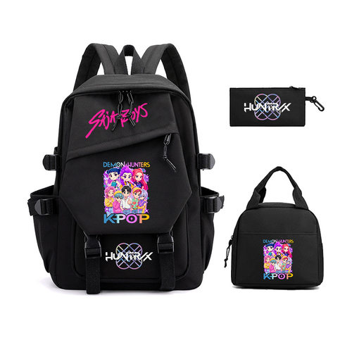 猎魔女团KPop Demon Hunters学生书包学院餐包休闲笔袋三件套 - 图2