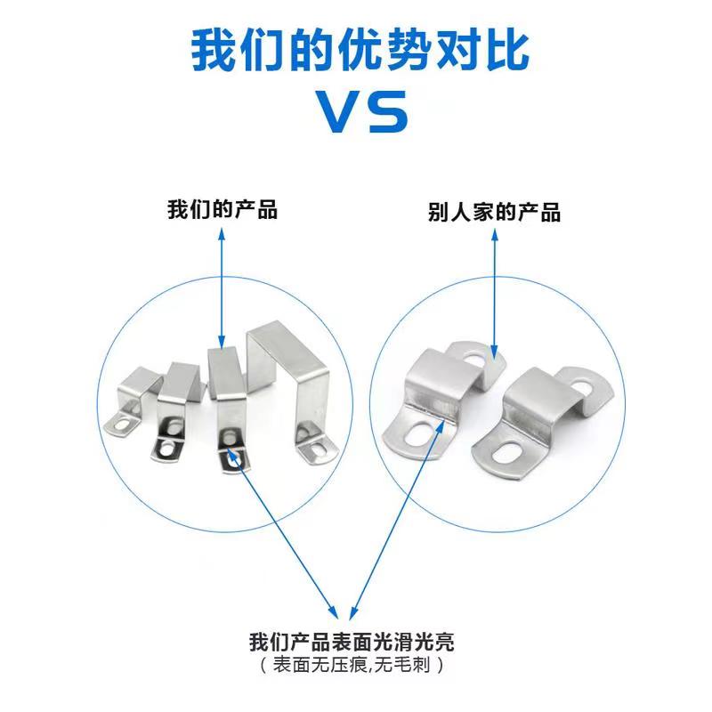 304不锈钢方形骑马卡方卡扣欧姆抱箍方管夹固定直角支架U型管卡箍-图1