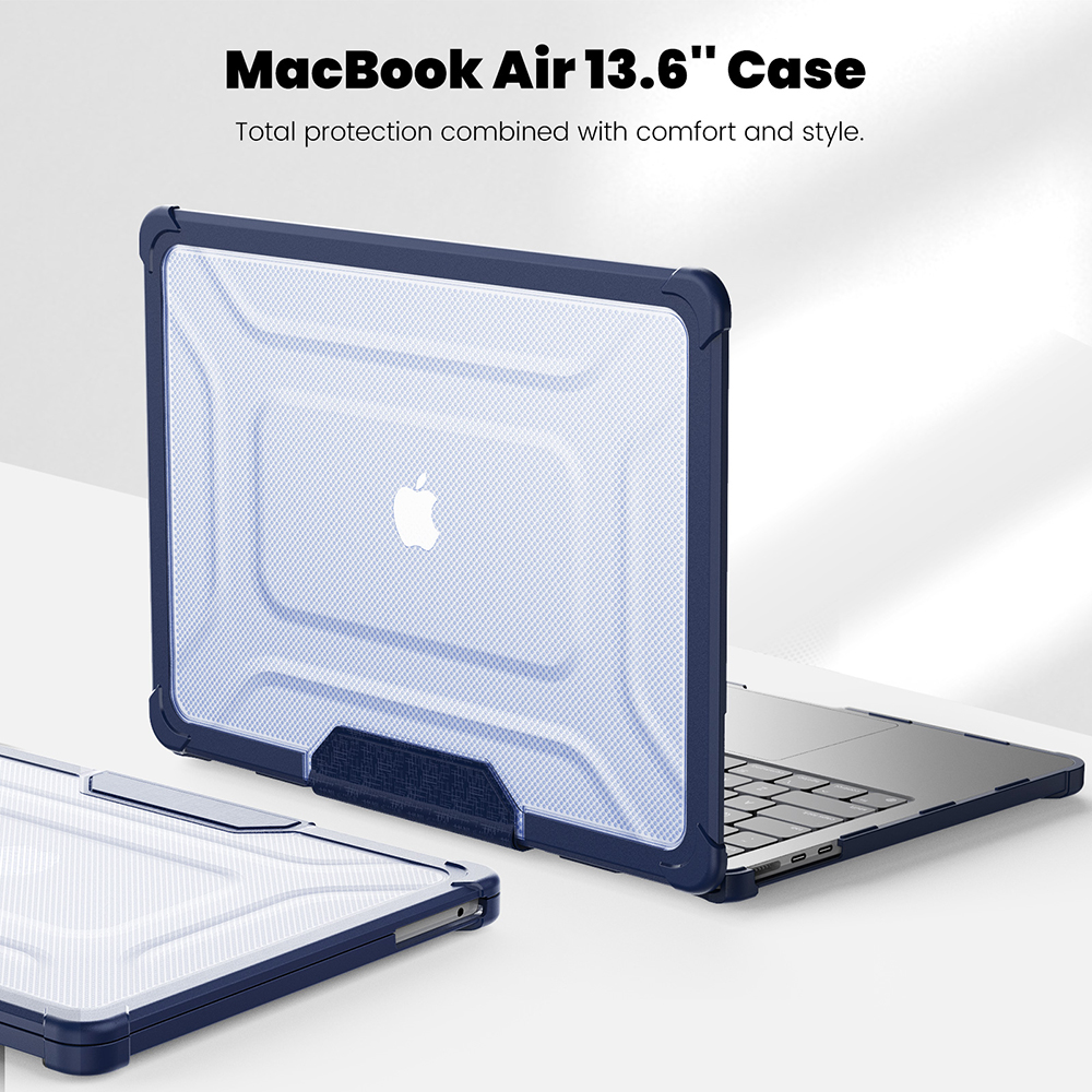 适用macbook air15保护套pro13英寸14寸m2m1 2023笔记本外壳苹果电脑壳硬TPU包边带支架散热透明防摔送键盘膜 - 图2