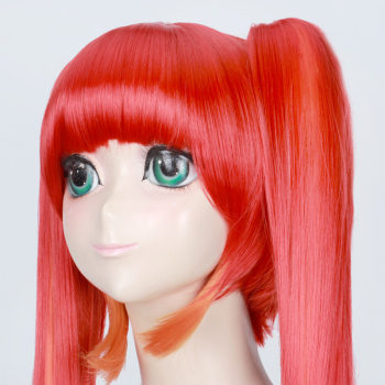 King Pesticide Angela cos wig skin dark night loli 120cm ສີແດງ ຜົມຍາວ double ponytail ຜົມປອມ