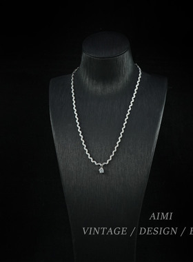 波浪形人鱼泪吊坠项链女