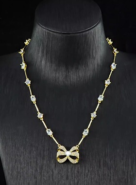 《蝶舞》闪钻法式蝴蝶结项链高级感轻奢小众设计甜酷锁骨链颈链女