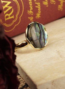 鲍鱼贝戒指复古可开口食指戒