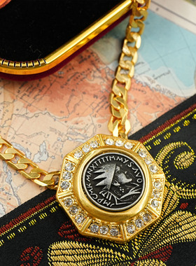 复古宫廷风做旧国王头像项链