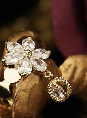 复古宫廷风花朵锆石戒指