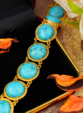 中古天然松石绿色纹理手链饰品