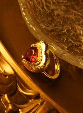 《桃心》摩根经典爱心戒指西洋古董回流款轻奢复古铜合金开口戒指