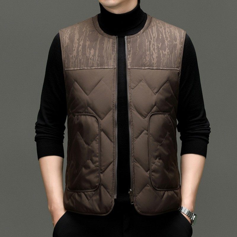 跨境90羽绒马甲男士两面穿圆领潮流拼色休闲坎肩加厚保暖时尚背心,淘宝优惠券,粉丝福利购,淘宝优惠卷