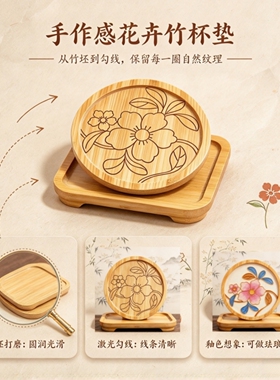 景泰蓝掐丝珐琅竹杯垫免描带线稿
