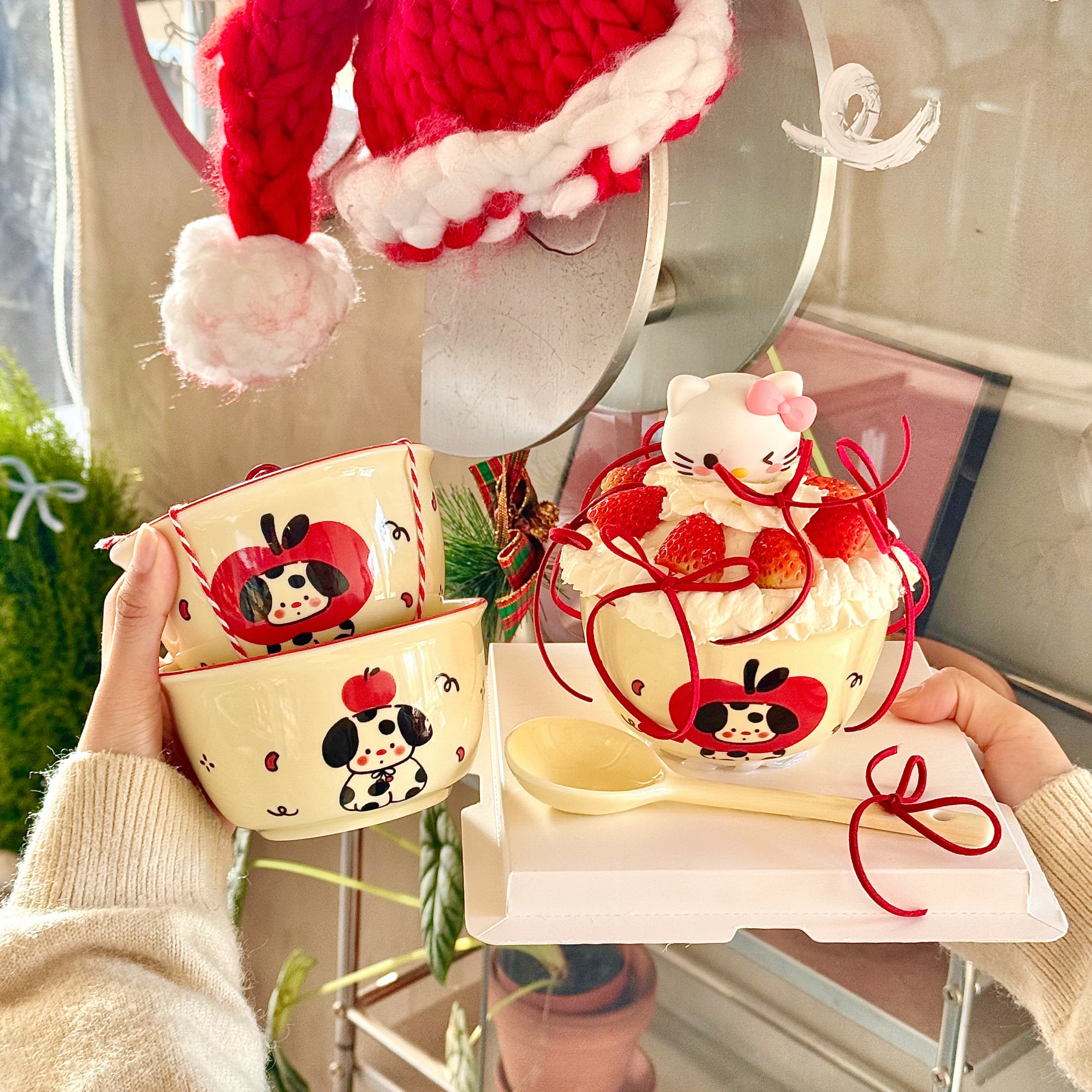 2026圣诞节新年苹果小狗草莓碗蛋糕装饰节日烘焙装扮甜品碗陶瓷碗,淘宝优惠券,粉丝福利购,淘宝优惠卷