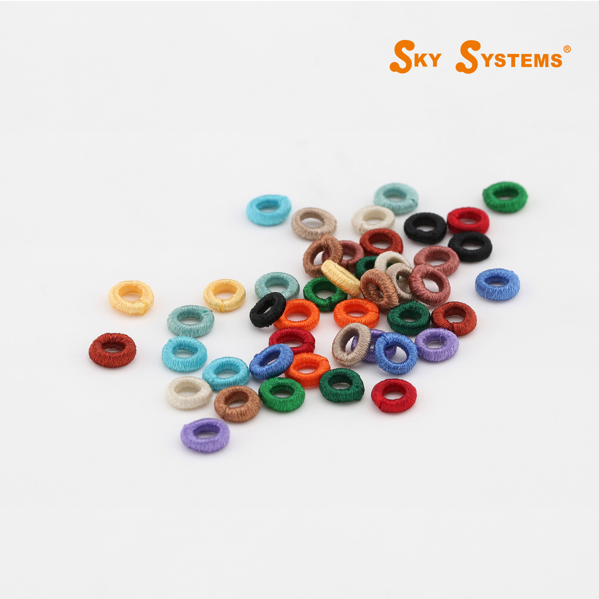 SKY约2.5mm纯彩色线圈手工拉圈隔珠01-64色 3元/个 10个起包邮-图0