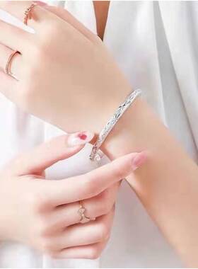 正品999纯银手镯复古女