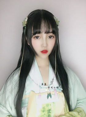 古风原创绿色对夹发簪璎珞项圈