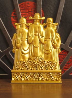 沙金色五路财神摆件聚宝盆