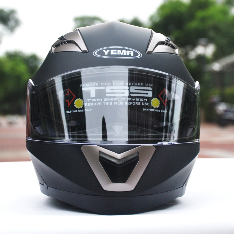 国标3C头盔野马双镜片揭面盔电动车摩托车全盔半盔男士四季安全帽 - 图2