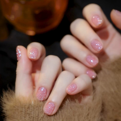 粉水晶碎钻胶懒人一步甲油胶2025年新款指甲油胶无需底胶封层 - 图0