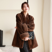 New import Purple Mark Short Class Medieval-Sleeves Water Mink Velvet Whole Mink Fur Coat Fur Coat Fur Coat Fur Coats